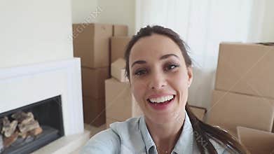 Beautiful woman opens the box. POV