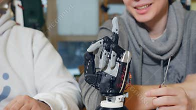 Real robotic arm. Innovation concept.