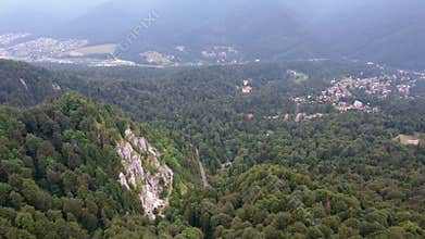 Aerial view of Romania mountains landscape town valley scenery 2
