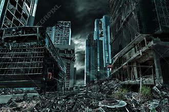 Cinematic Portrayal of Destroyed and Deserted City