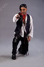 Man pirates of the caribbean sword kneeling