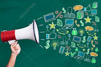 Megaphone With Digital Marketing Concept