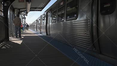 CHICAGO, ILLINOIS - APRIL 17, 2016: Chicago Metro Line. Train is Approaching.