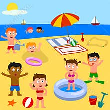 Kids Playing on the Beach