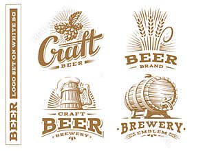 Set beer logo - vector illustration, design emblem brewery