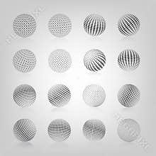 Sphere with halftone fill, vector illustration.