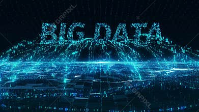 Big Data internet mobile blue digital concept 4k uhd