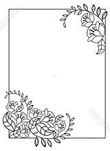 Elegant vertical frame with contours of flowers. Raster clip art