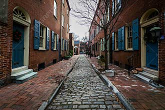 Historic Brick Buildings in Society Hill in Philadelphia, Pennsylvania