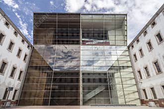 BARCELONA,SPAIN-MARCH 19,2013: Modern and ancient architecture,CCCB-Centro de Cultura Contemporania de Barcelona, art