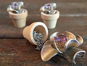 Silver jewelry flowers