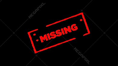 Red rubber ink stamp Missing signed zoom in and zoom out with alpha channel transparency backgrounds