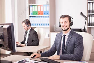 Employe from Customer service support working in the office