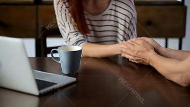 Loving husband supporting his wife