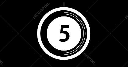 Circular countdown clock, 10 seconds with numbers and circles marking time