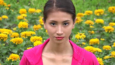 Female Teen In Flower Meadow