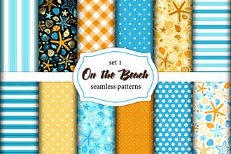Cute set of Summer Time vintage seamless patterns