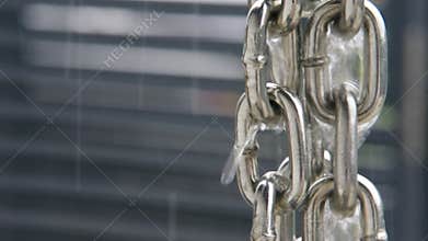 Shiny new rainchain during rain
