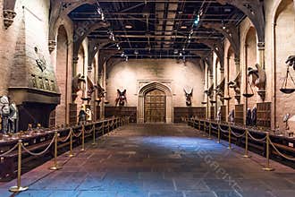 The set of the Great Hall as Hogwarts, LEAVESDEN, UK