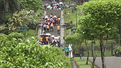 Central Java, Indonesia - October 15, 2016:Borobudur, or Barabudur is a 9th-century Mahayana Buddhist temple in Magelang