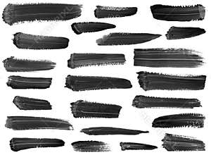 Collection of artistic paint streaks isolated