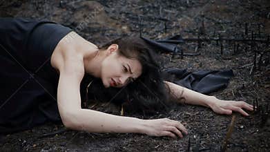 People and dying nature. Ecology concept