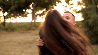 Pair of lovers strolling in the Park holiday