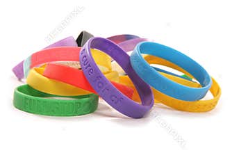 Various charity wristbands cutout