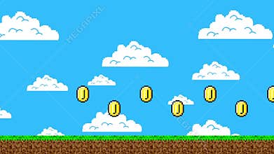 Trail of Golden Coins in a Arcade Video Game