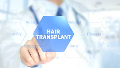 Hair Transplant , Doctor working on holographic interface, Motion Graphics