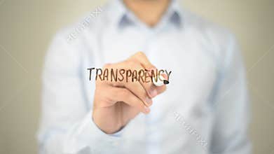 Transparency, Man writing on transparent screen