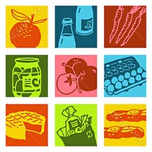 Pop art objects - food & market