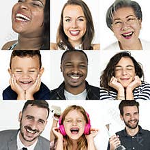 Collection of people with smiling happiness festive