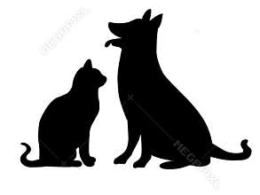Cat and dog silhouette