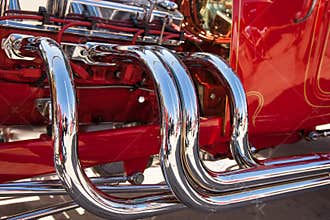 Chrome exhaust system on hot rod