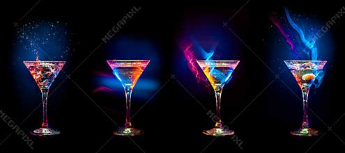 Bright cocktails in glasses