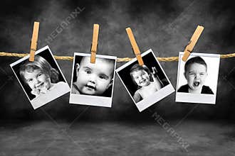Polaroid Photos of a Toddlers Many Expressions