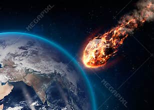 Meteor glowing as it enters the Earth's atmosphere