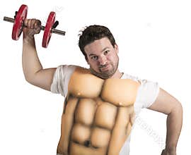 Fat man with abs