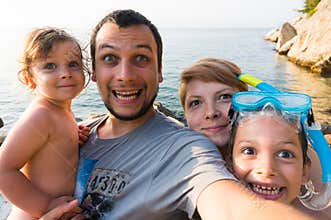 Funny family trip selfie
