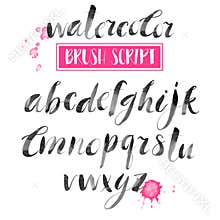 Handwritten watercolor calligraphic font. Modern brush lettering