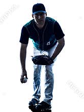 Man baseball player silhouette isolated