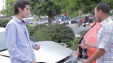 Two Drivers Arguing After Traffic Accident