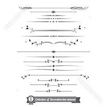 Collection of decorative line elements, border and page rules ve