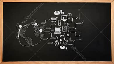 Business brainstorm appearing on chalkboard