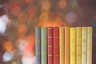 Row of books w. nature background