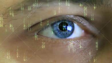 Figures in movement and men blue eye