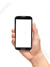 Hand holding smart phone (Mobile Phone)