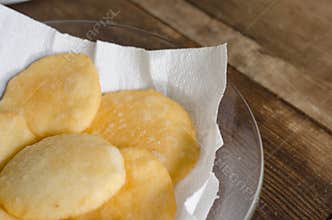 Tray of freshly fried arepas.