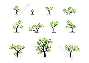 Tree logo concept,set of trees nature wellness symbol icon design vector